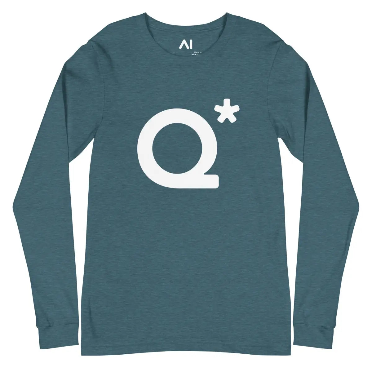 The Q* (q-star) Long Sleeve T-shirt (unisex) Heather Deep Teal / m.