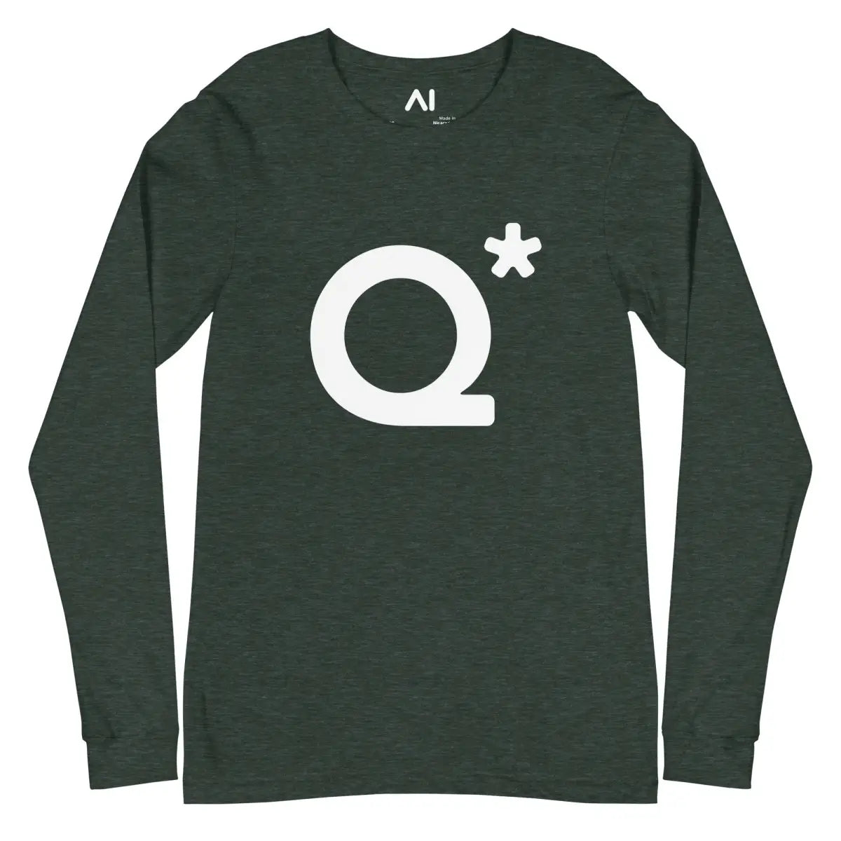 The Q* (q-star) Long Sleeve T-shirt (unisex) Heather Forest / m.