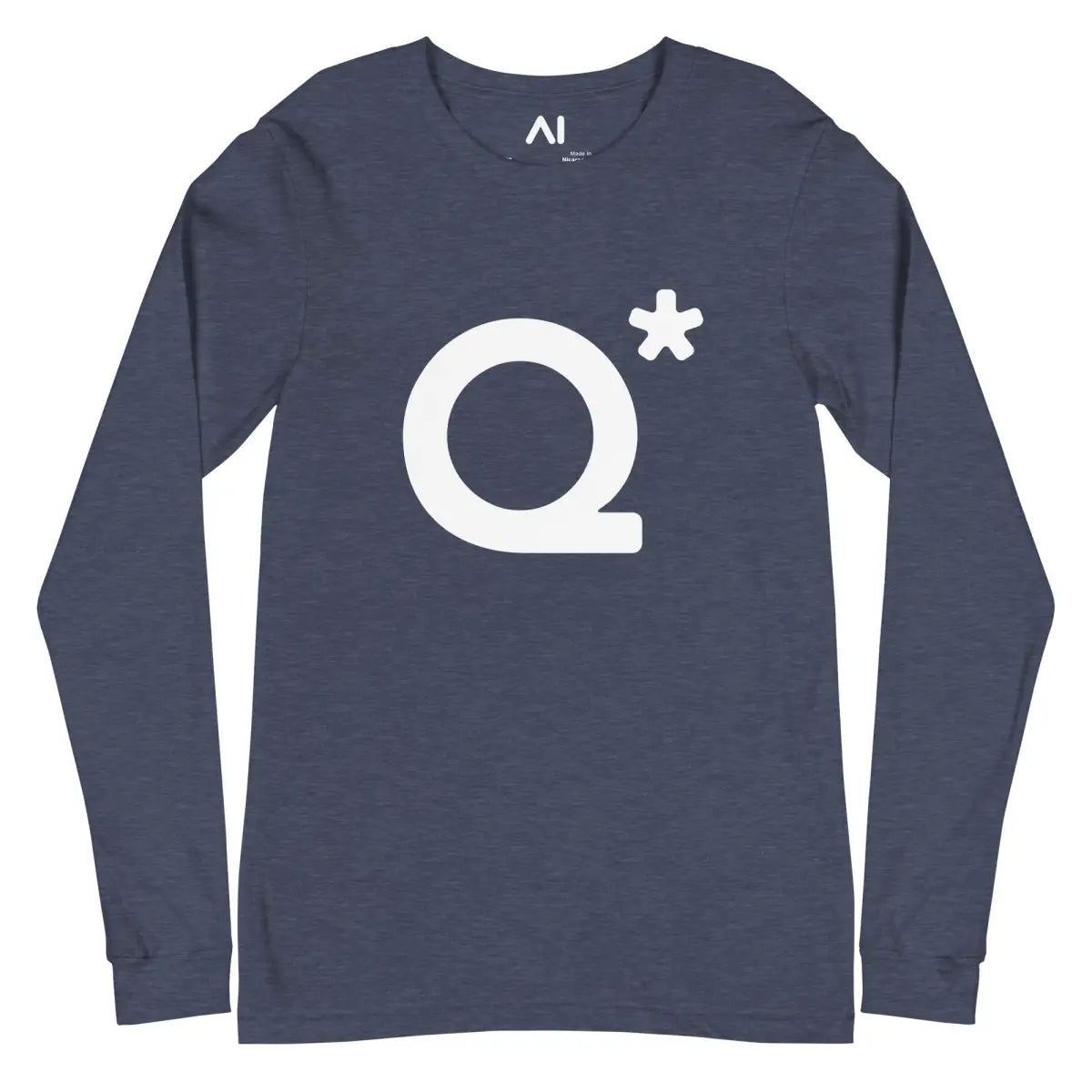 The Q* (q-star) Long Sleeve T-shirt (unisex) Heather Navy / m.