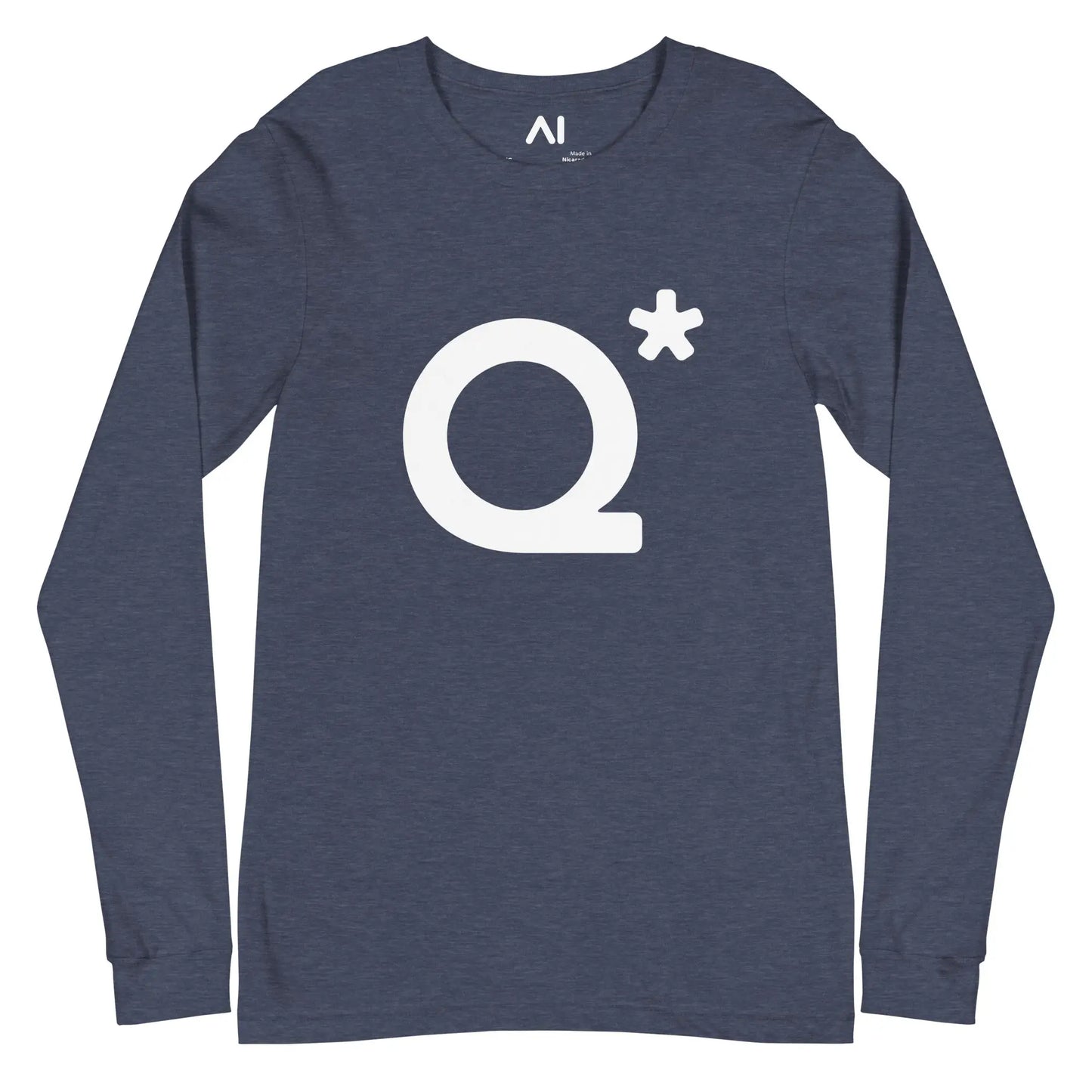 Q* (Q-Star) Long Sleeve T-Shirt (unisex) - Heather Navy / M