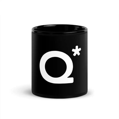 Q* (Q-Star) on Black Glossy Mug 1 - 11 oz