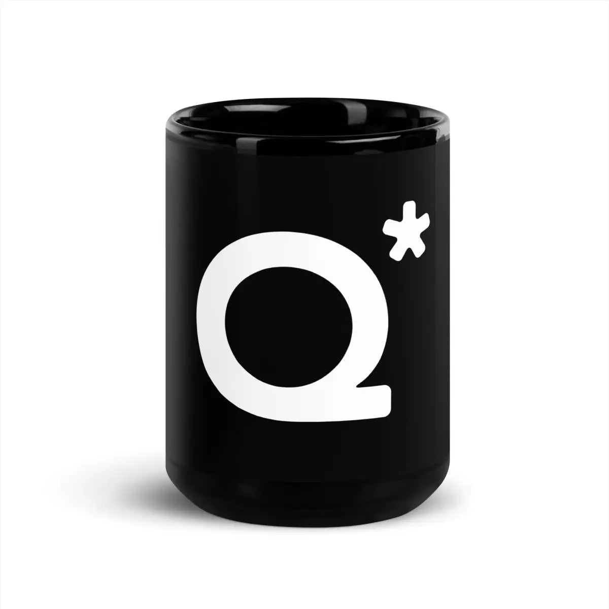 Q* (Q-Star) on Black Glossy Mug 1 - 15 oz