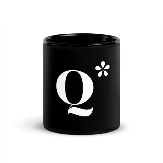 The Q* (q-star) on Black Glossy Mug 3 11 Oz.