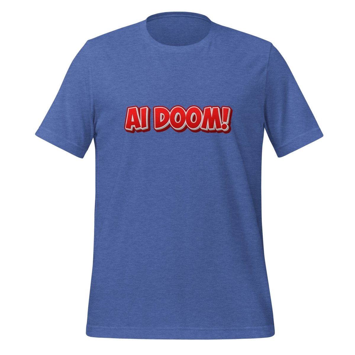 Red Comic AI DOOM! T - Shirt (unisex) - Heather True Royal - AI Store