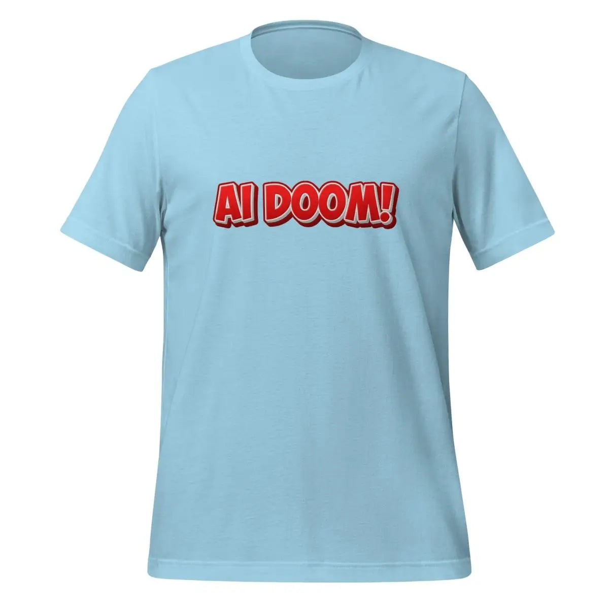 Red Comic AI DOOM! T-Shirt (unisex) - Ocean Blue / M