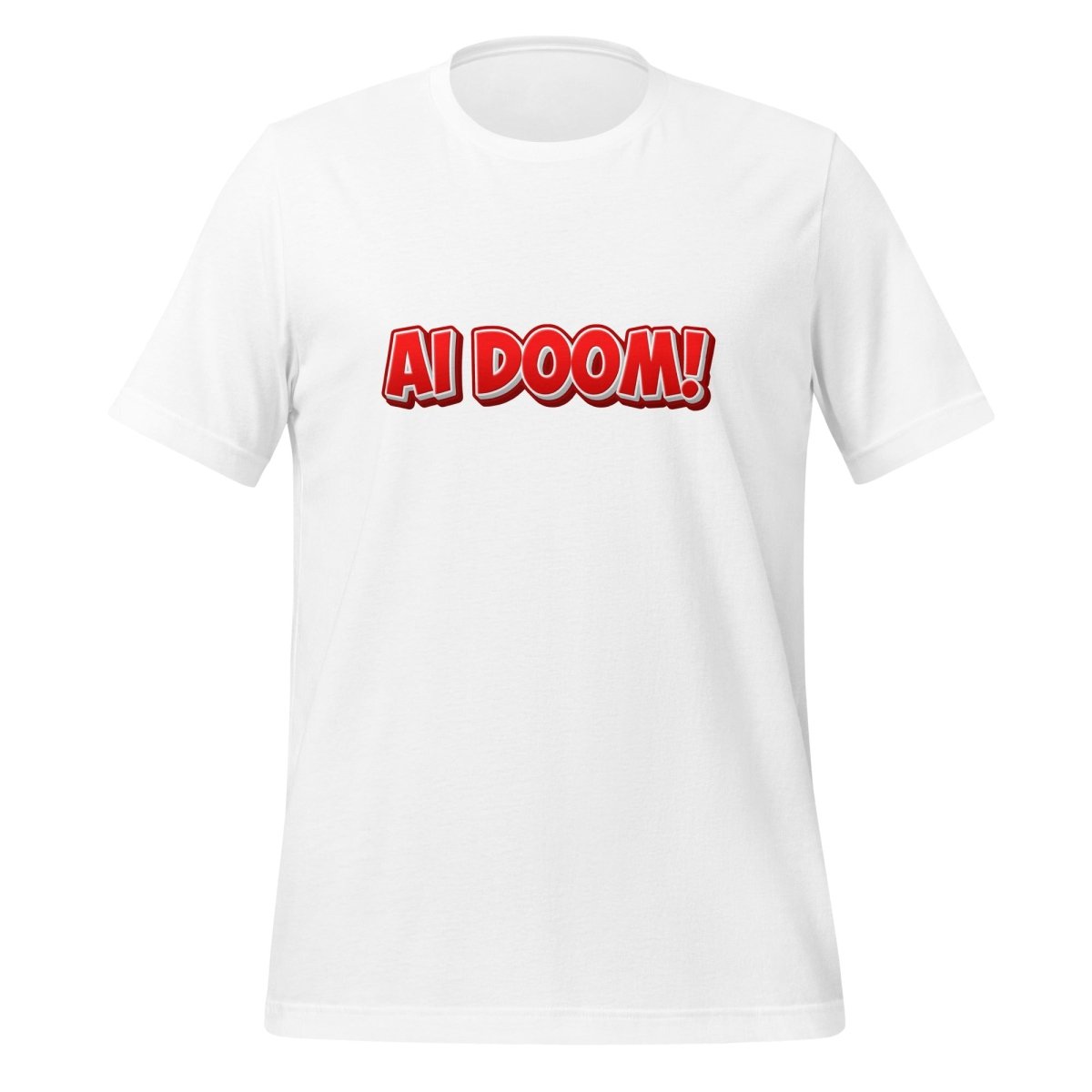 Red Comic AI DOOM! T - Shirt (unisex) - White - AI Store