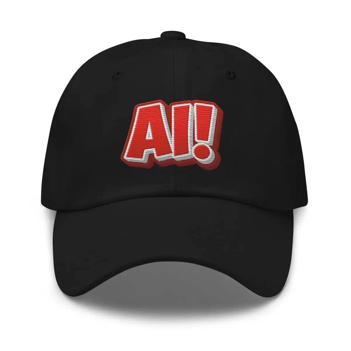 Red Comic AI! True-Color Embroidered Cap - Black