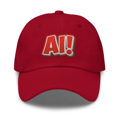 Red Comic AI! True-Color Embroidered Cap - Cranberry