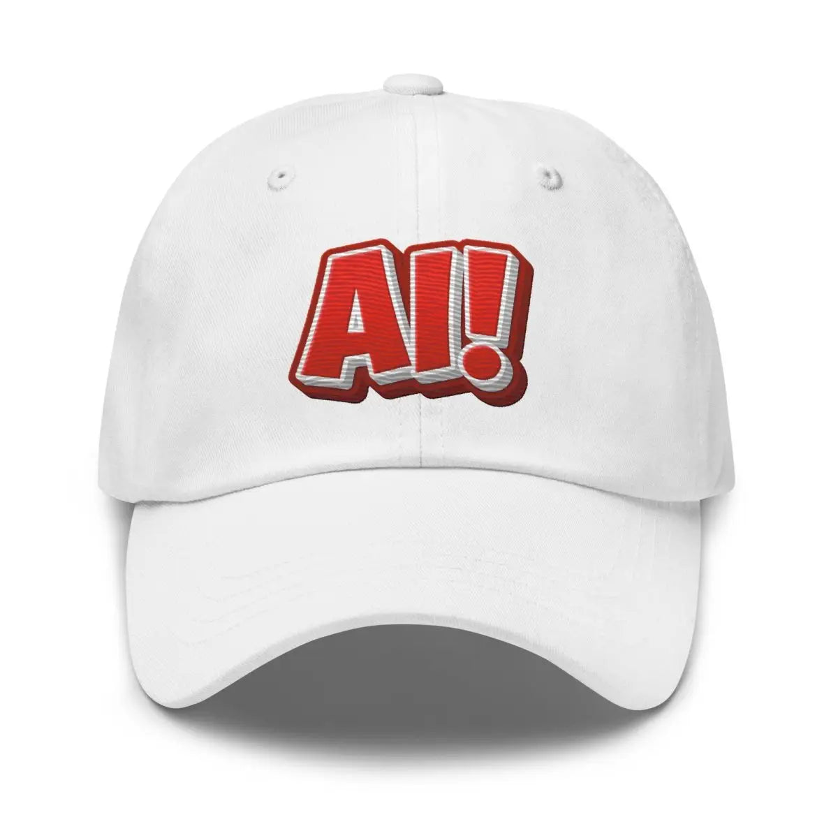 Red Comic AI! True-Color Embroidered Cap - White