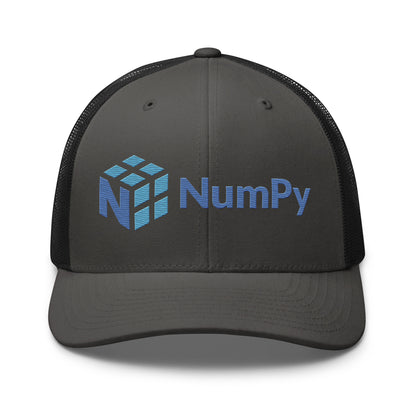 NumPy Logo True - Color Embroidered Trucker Cap - Charcoal/ Black - AI Store