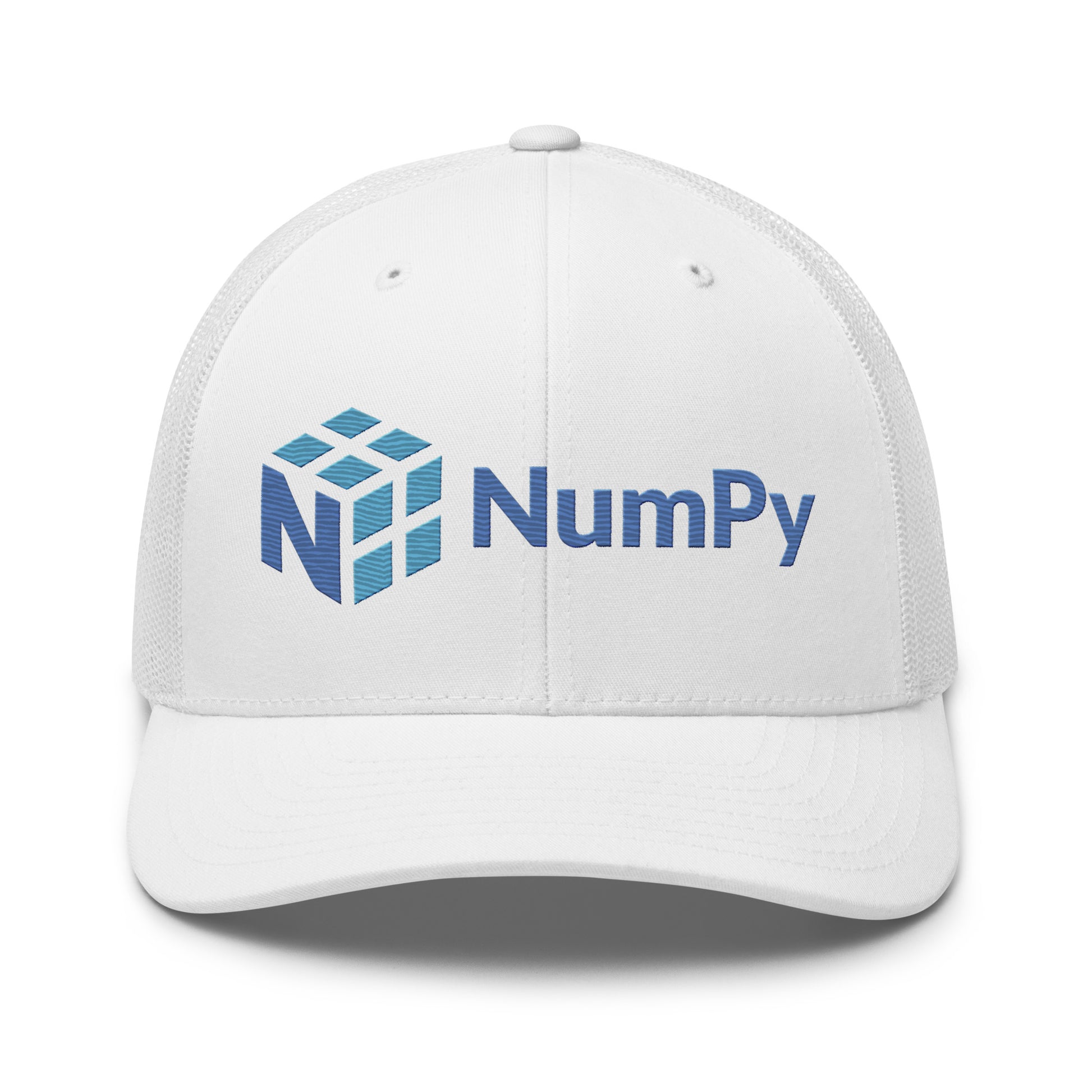 NumPy Logo True - Color Embroidered Trucker Cap - White - AI Store