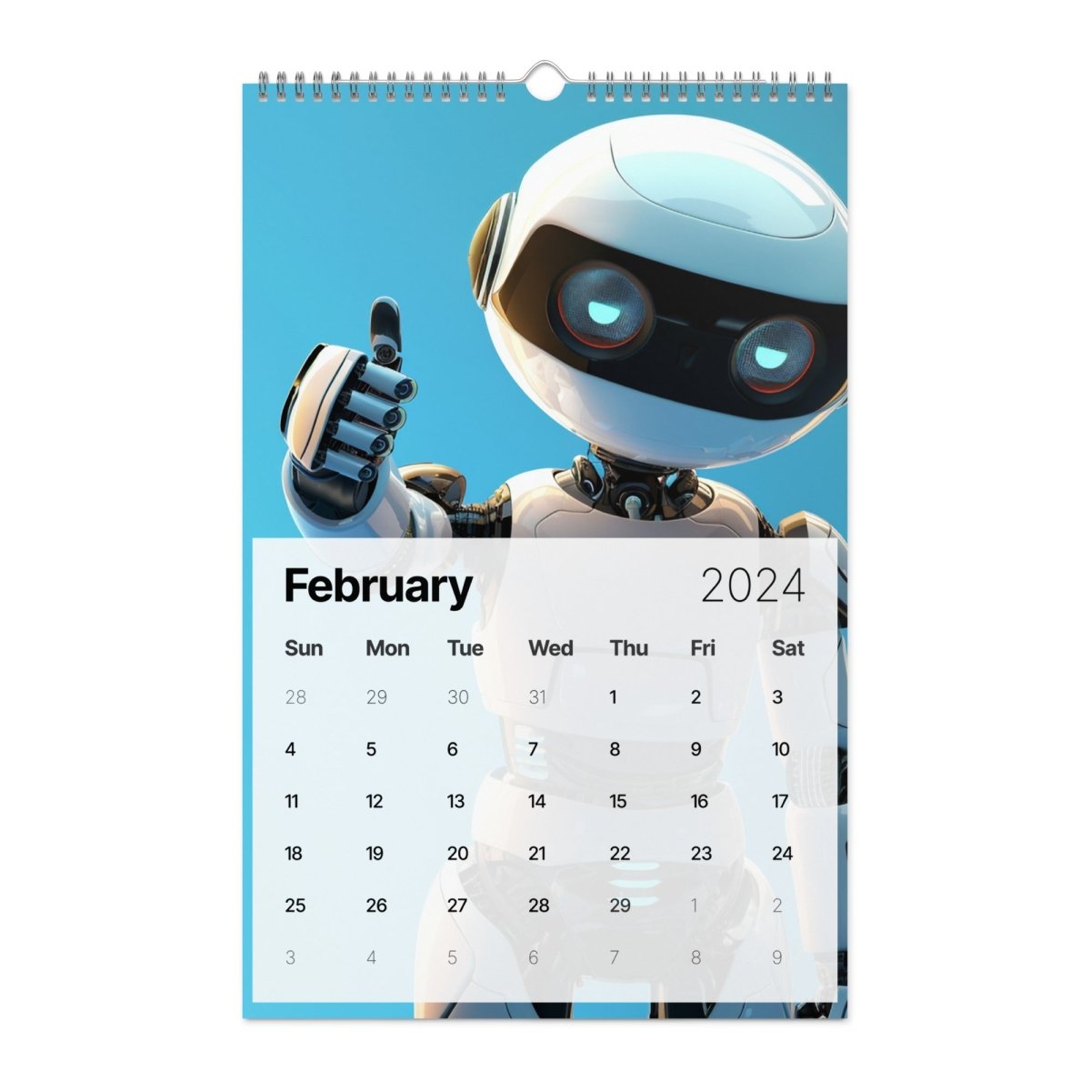 Robot Hero Wall Calendar 2024 - 11″×17″ - AI Store