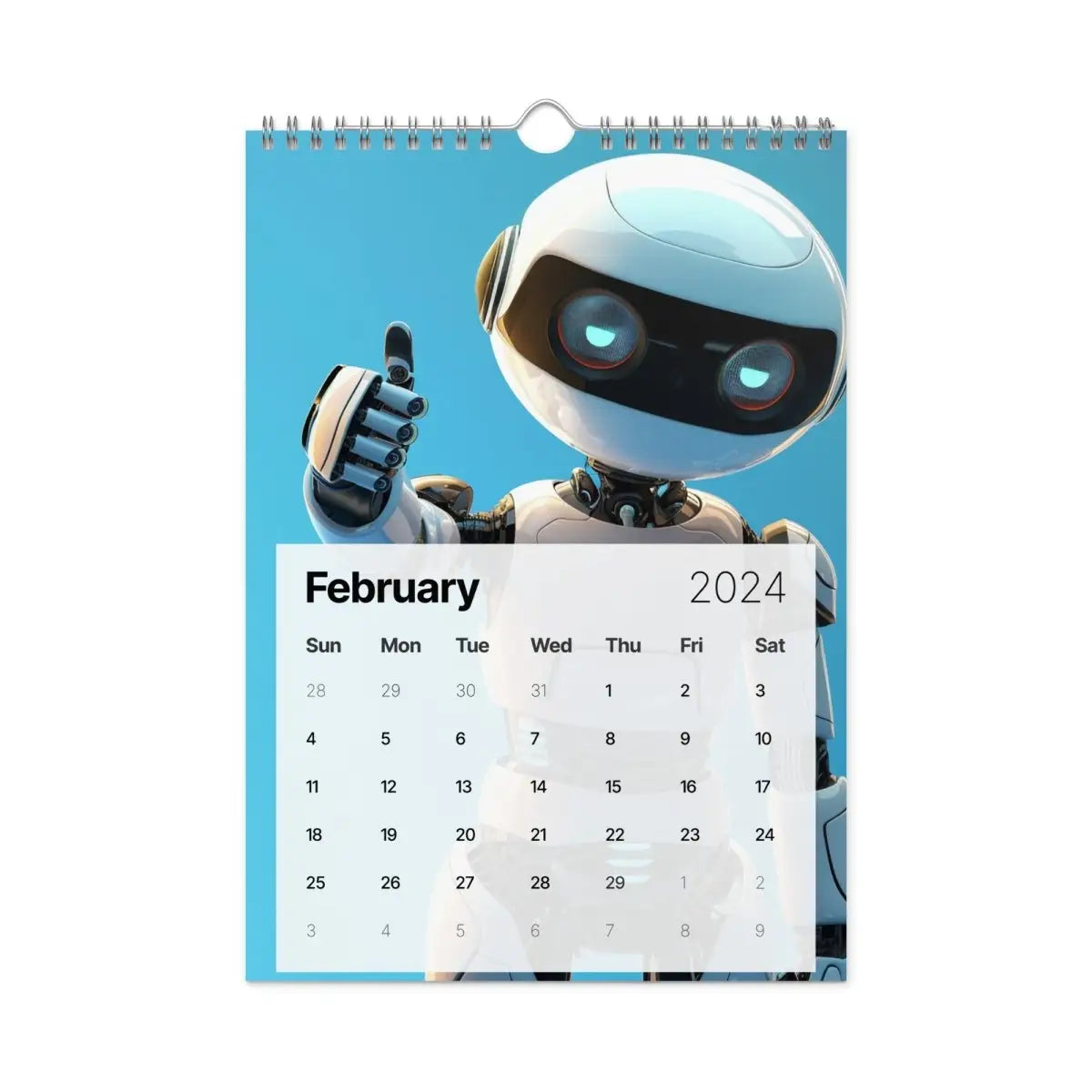 Robot Hero Wall Calendar 2024