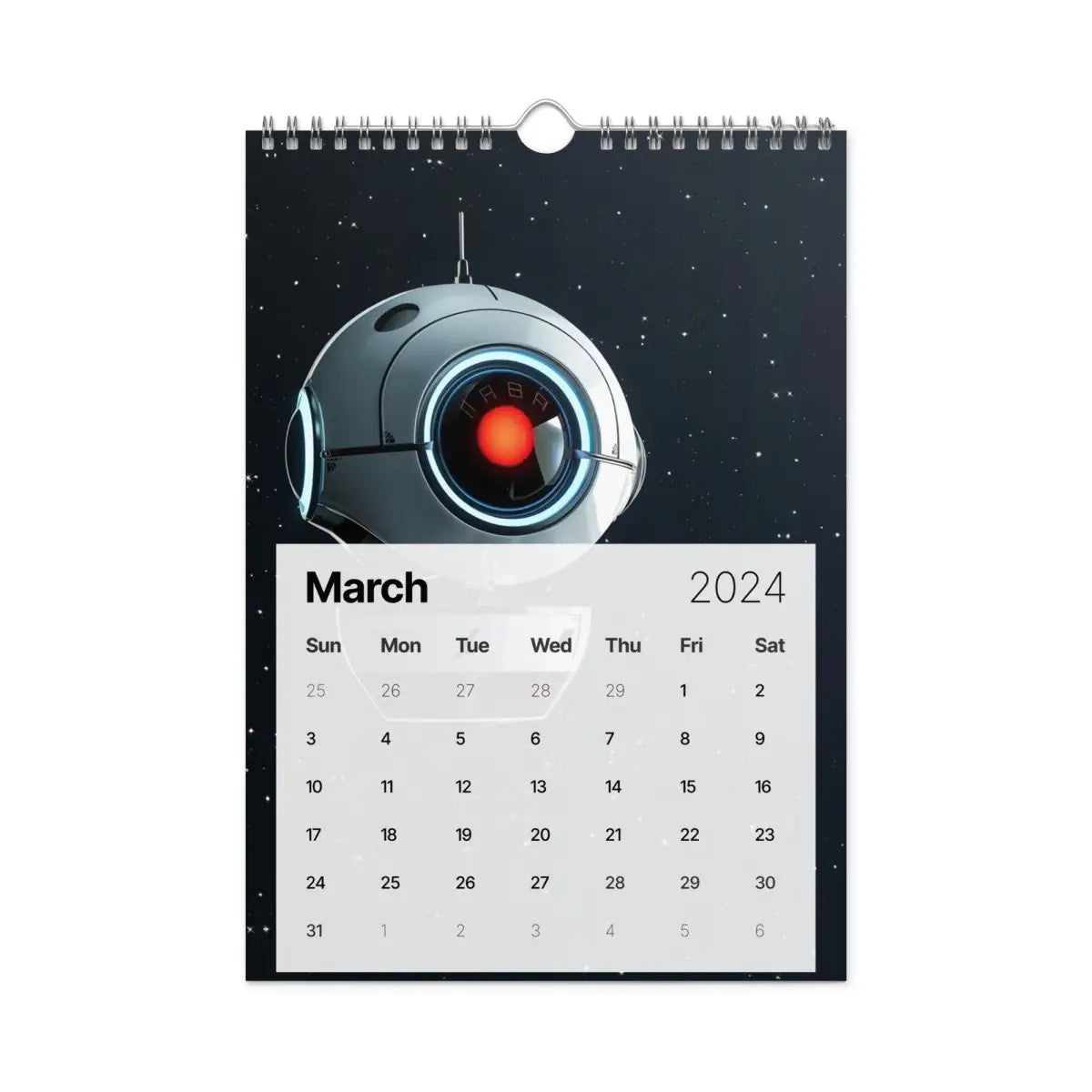 Robot Hero Wall Calendar 2024