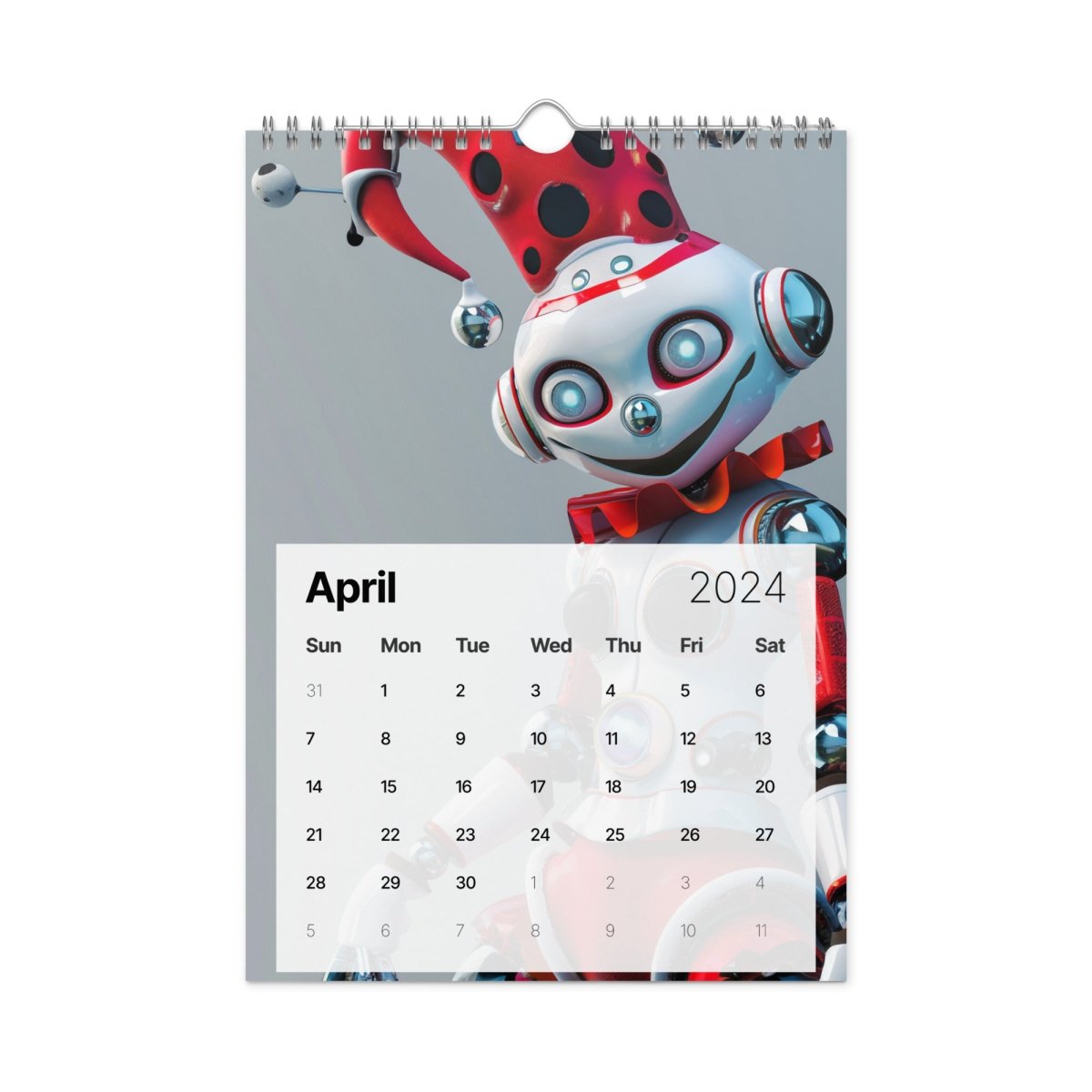 Robot Hero Wall Calendar 2024 - 8.26″×11.69″ - AI Store