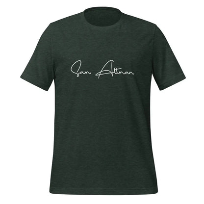 Sam Altman Signature T-Shirt (unisex) - Heather Forest / M