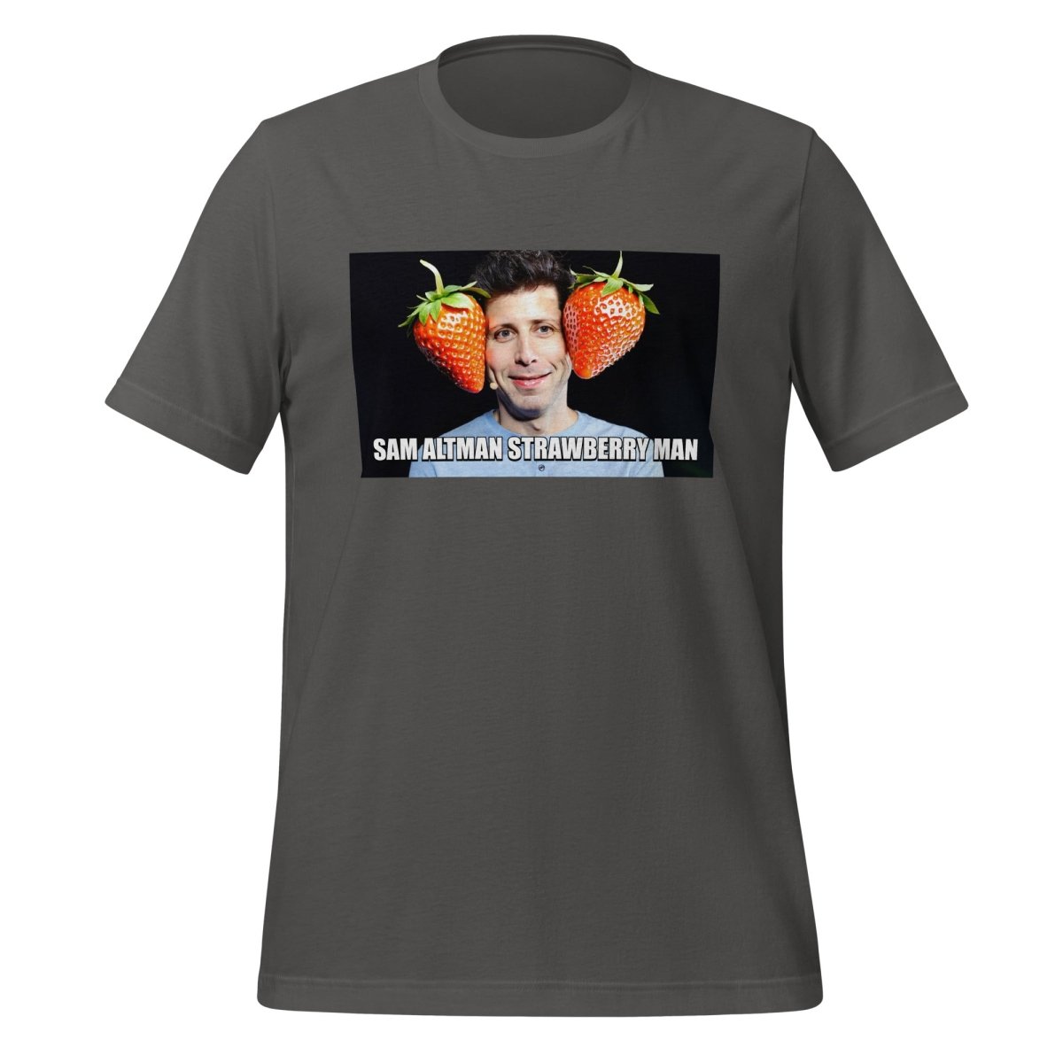 Sam Altman Strawberry Man Meme T-Shirt (unisex) - Asphalt - AI Store