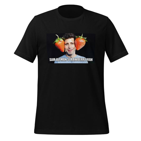 Sam Altman Strawberry Man Meme T-Shirt (unisex) - Black - AI Store