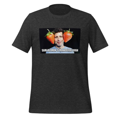 Sam Altman Strawberry Man Meme T-Shirt (unisex) - Dark Grey Heather - AI Store