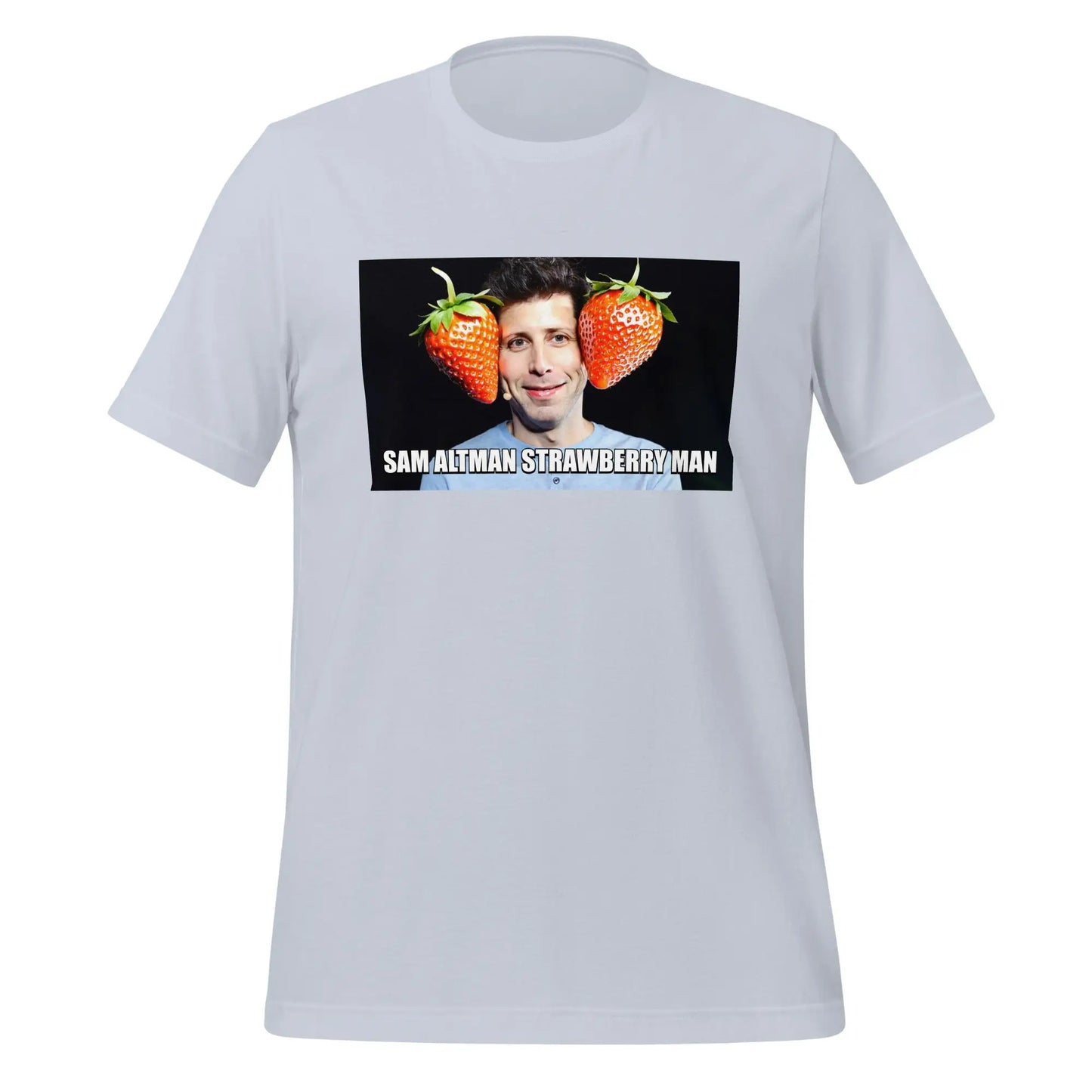 Sam Altman Strawberry Man Meme T-Shirt (unisex) - Light Blue / M