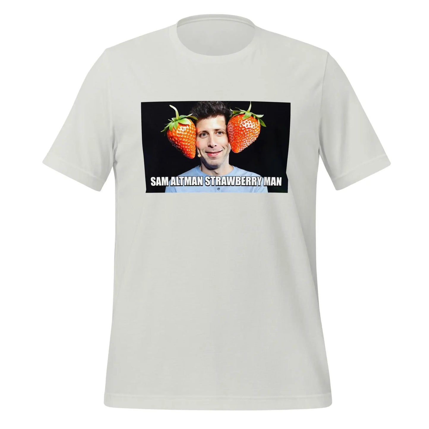 Sam Altman Strawberry Man Meme T-Shirt (unisex) - Silver / M