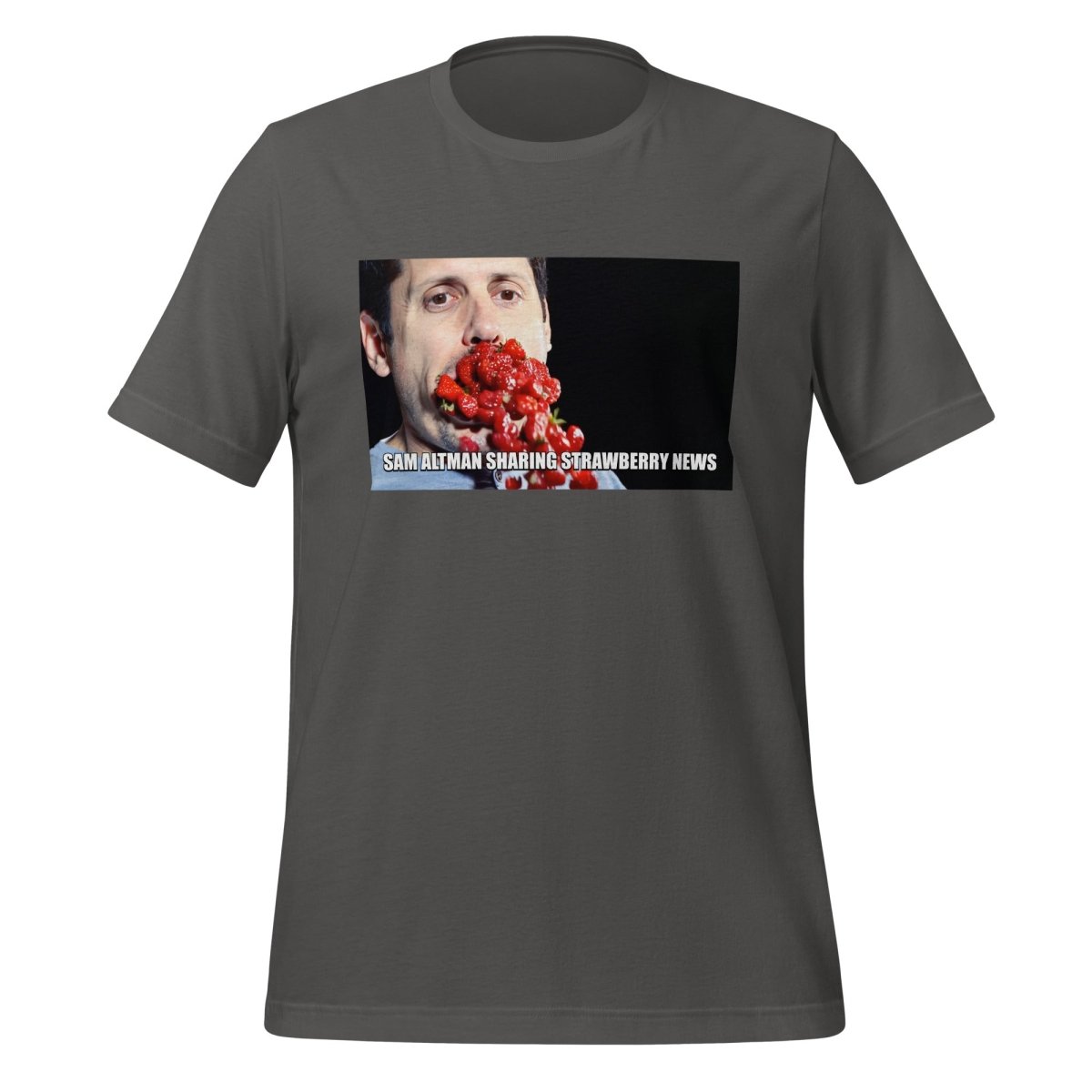 Sam Altman Strawberry News Meme T-Shirt (unisex) - Asphalt - AI Store