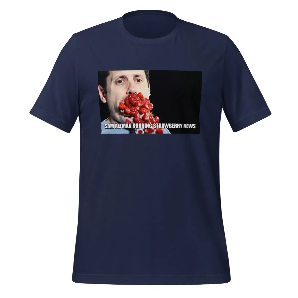 Sam Altman Strawberry News Meme T-Shirt (unisex) - Navy / M