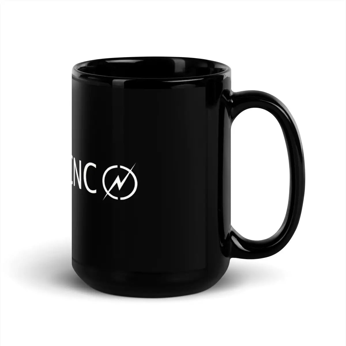 The Stoney Cnc Logo Black Glossy Mug.