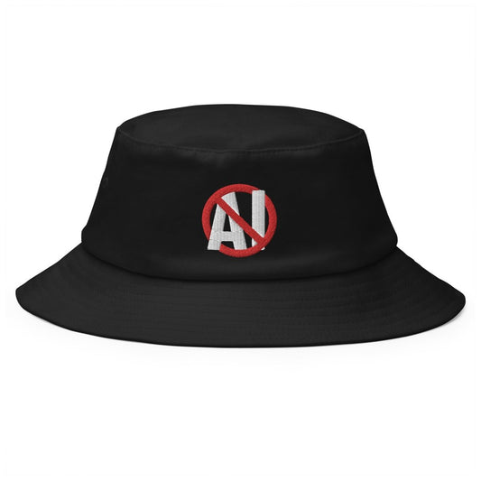 Stop AI Embroidered Bucket Hat - Black - AI Store