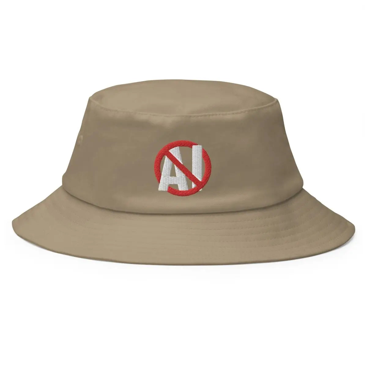 Stop AI Embroidered Bucket Hat - Khaki