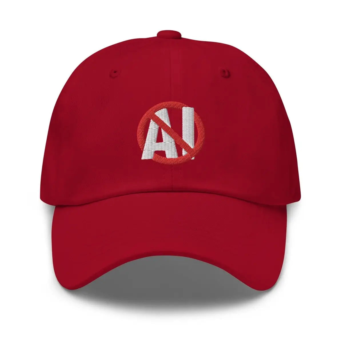 Stop AI Embroidered Cap - Cranberry