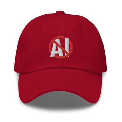 Stop AI Embroidered Cap - Cranberry - AI Store