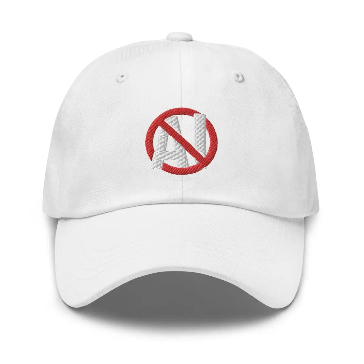 Stop AI Embroidered Cap - White