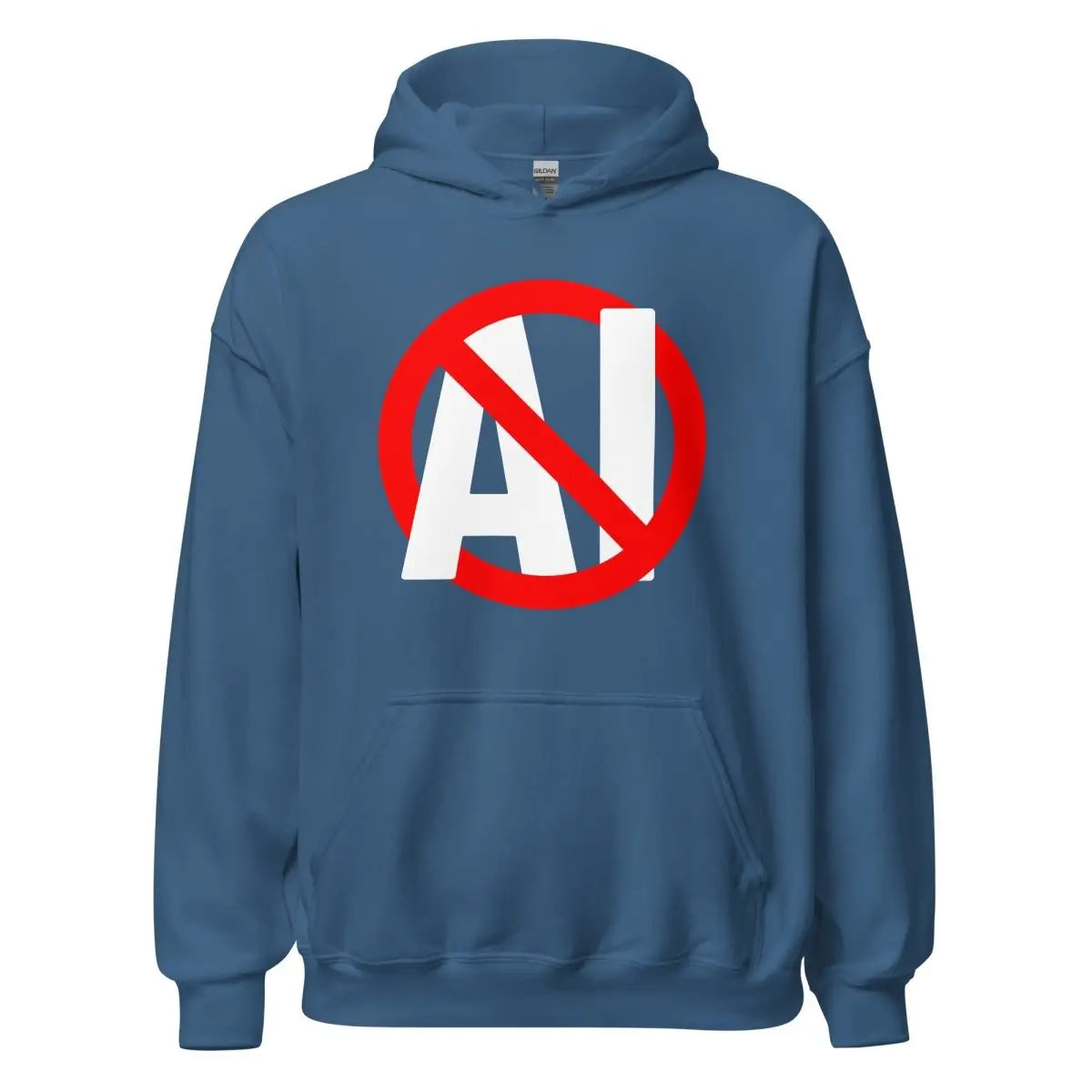 Stop AI Hoodie (unisex) - Indigo Blue / M