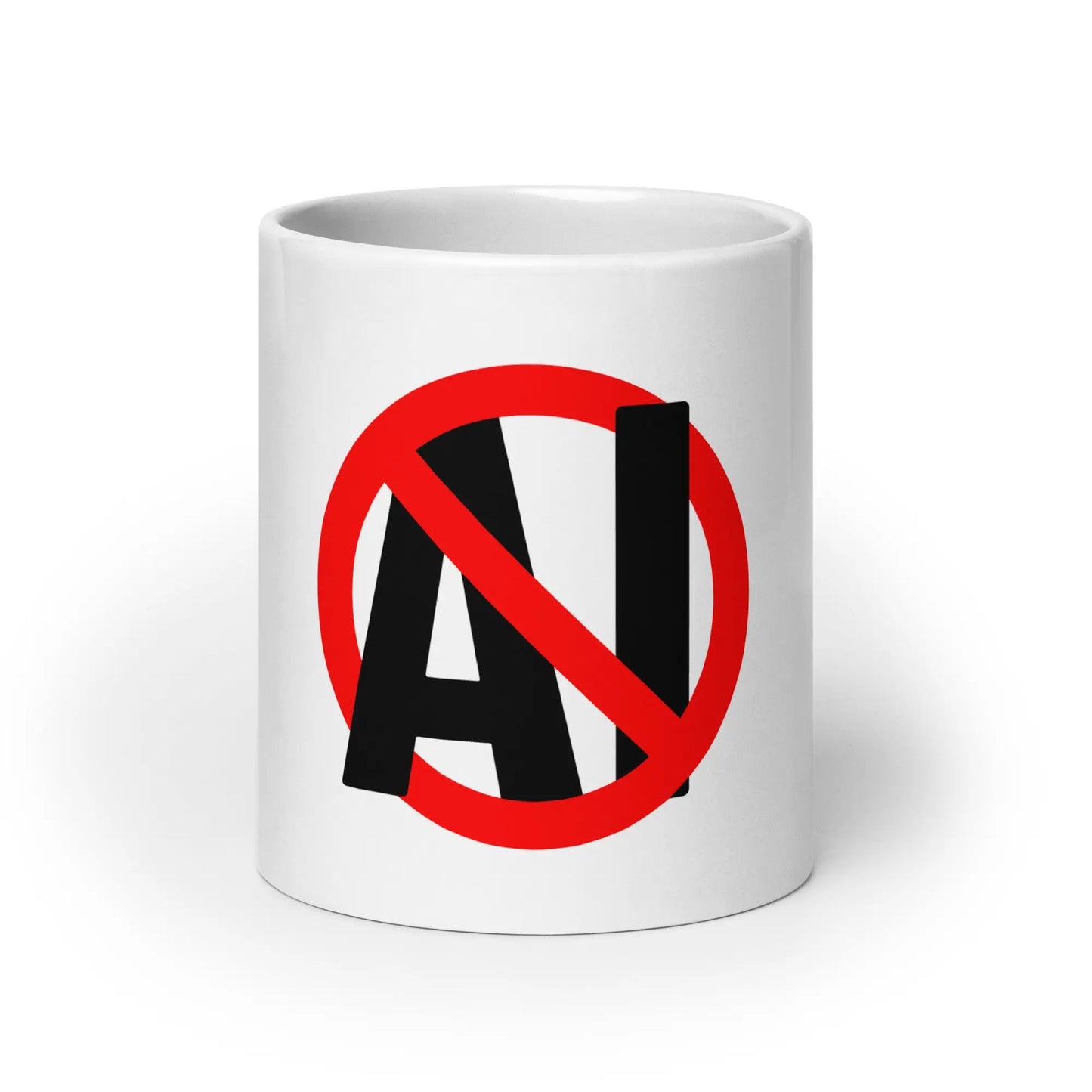 Stop AI in Black on White Glossy Mug - 20 oz