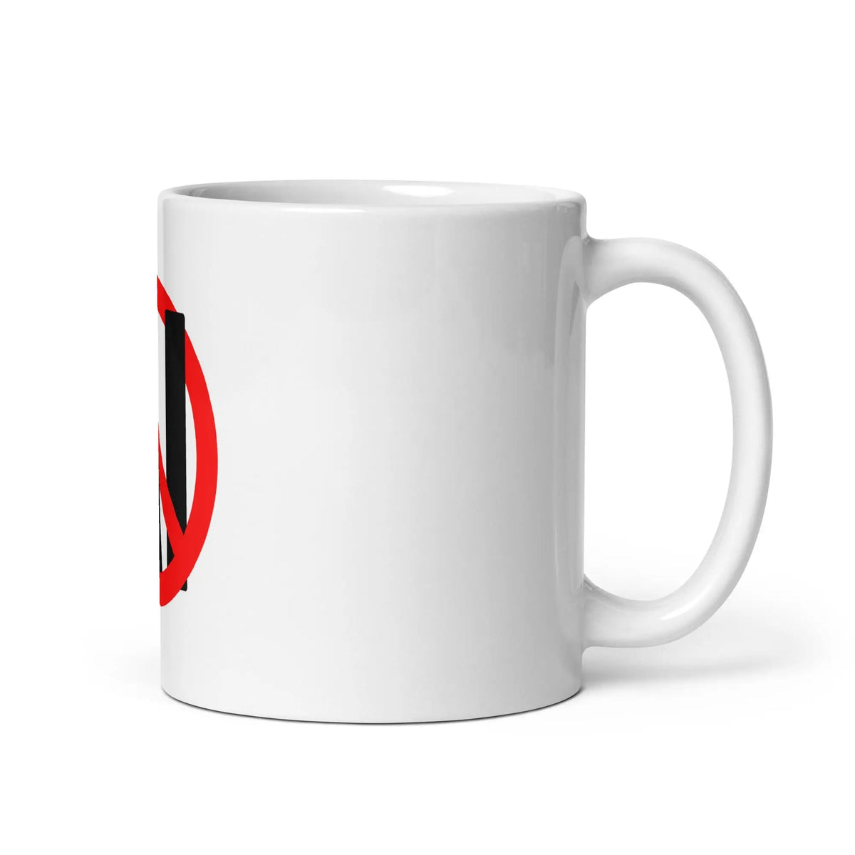 Stop AI in Black on White Glossy Mug