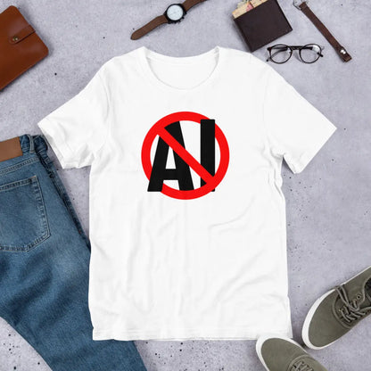 Stop AI in Black T-Shirt (unisex)