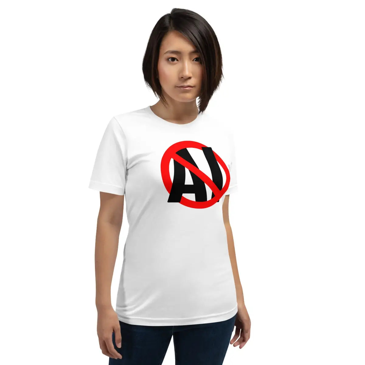 Stop AI in Black T-Shirt (unisex)