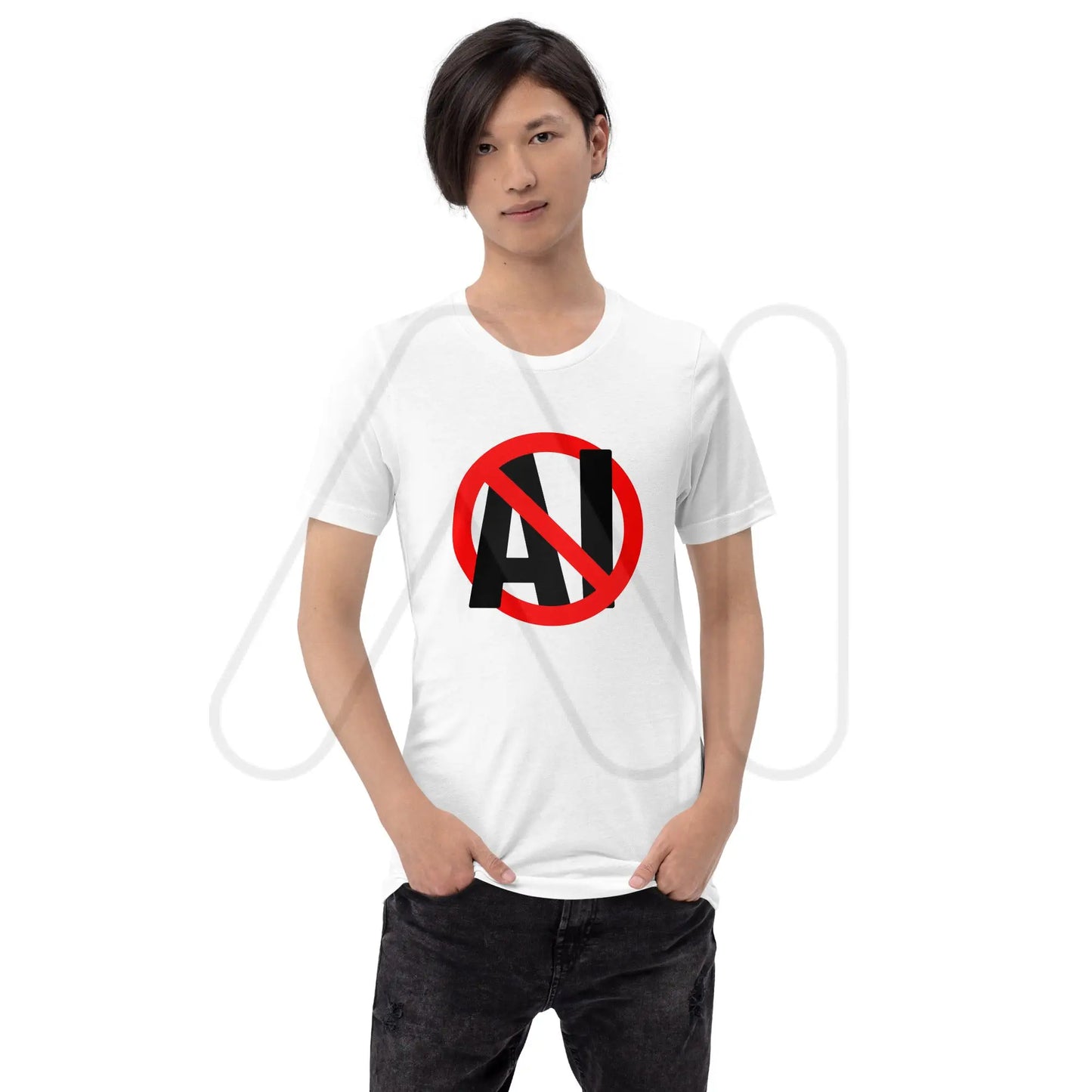 Stop AI in Black T-Shirt (unisex)