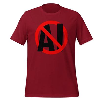 Stop AI in Black T-Shirt (unisex) - Cardinal / M