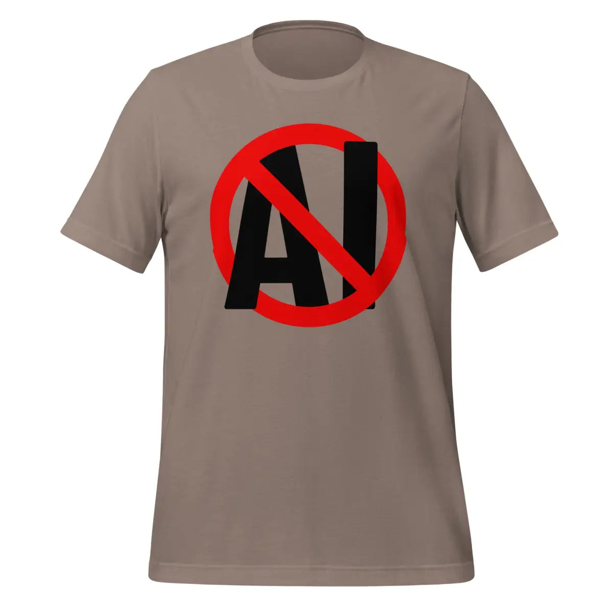 Stop AI in Black T-Shirt (unisex) - Pebble / M