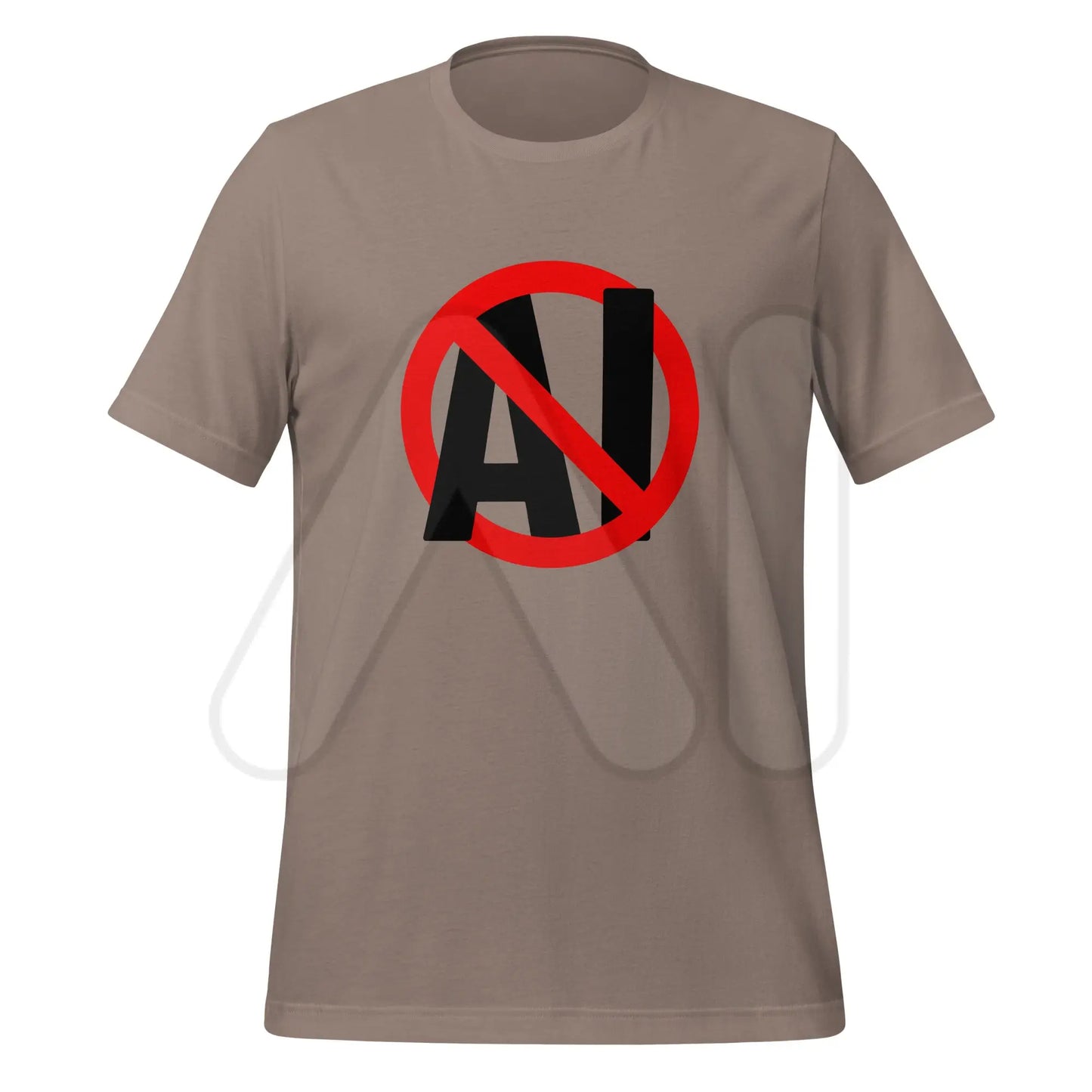 Stop AI in Black T-Shirt (unisex) - Pebble / M