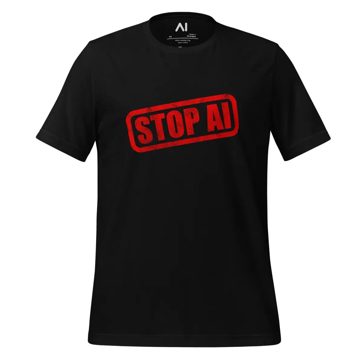 STOP AI Stamp T-Shirt (unisex) - Black / M