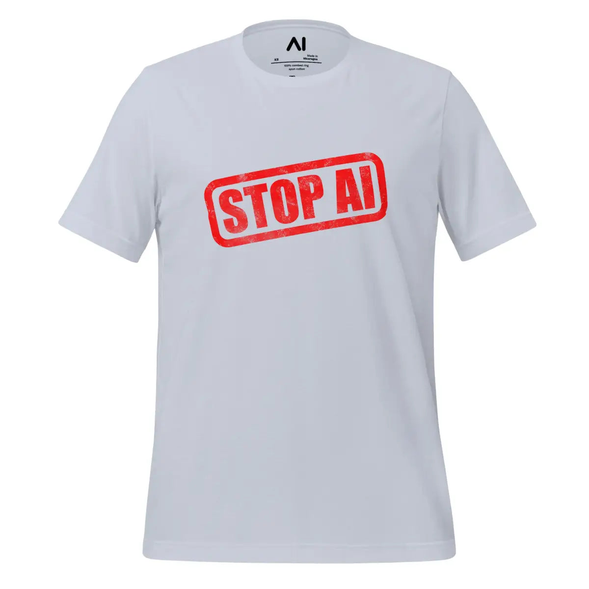 STOP AI Stamp T-Shirt (unisex) - Light Blue / M