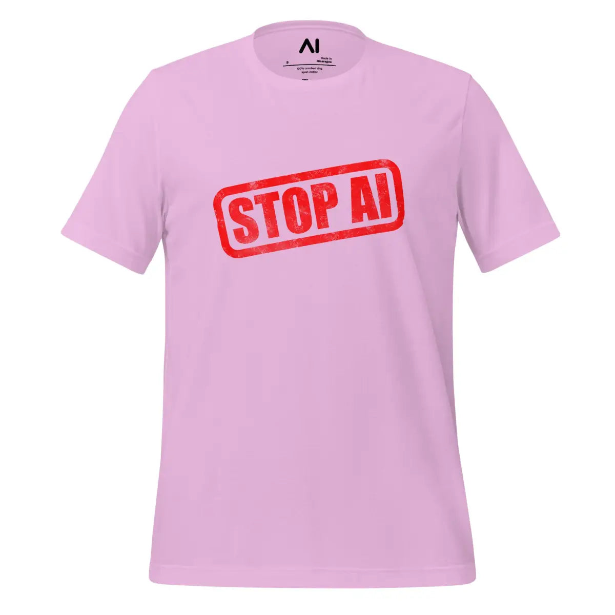 STOP AI Stamp T-Shirt (unisex) - Lilac / M