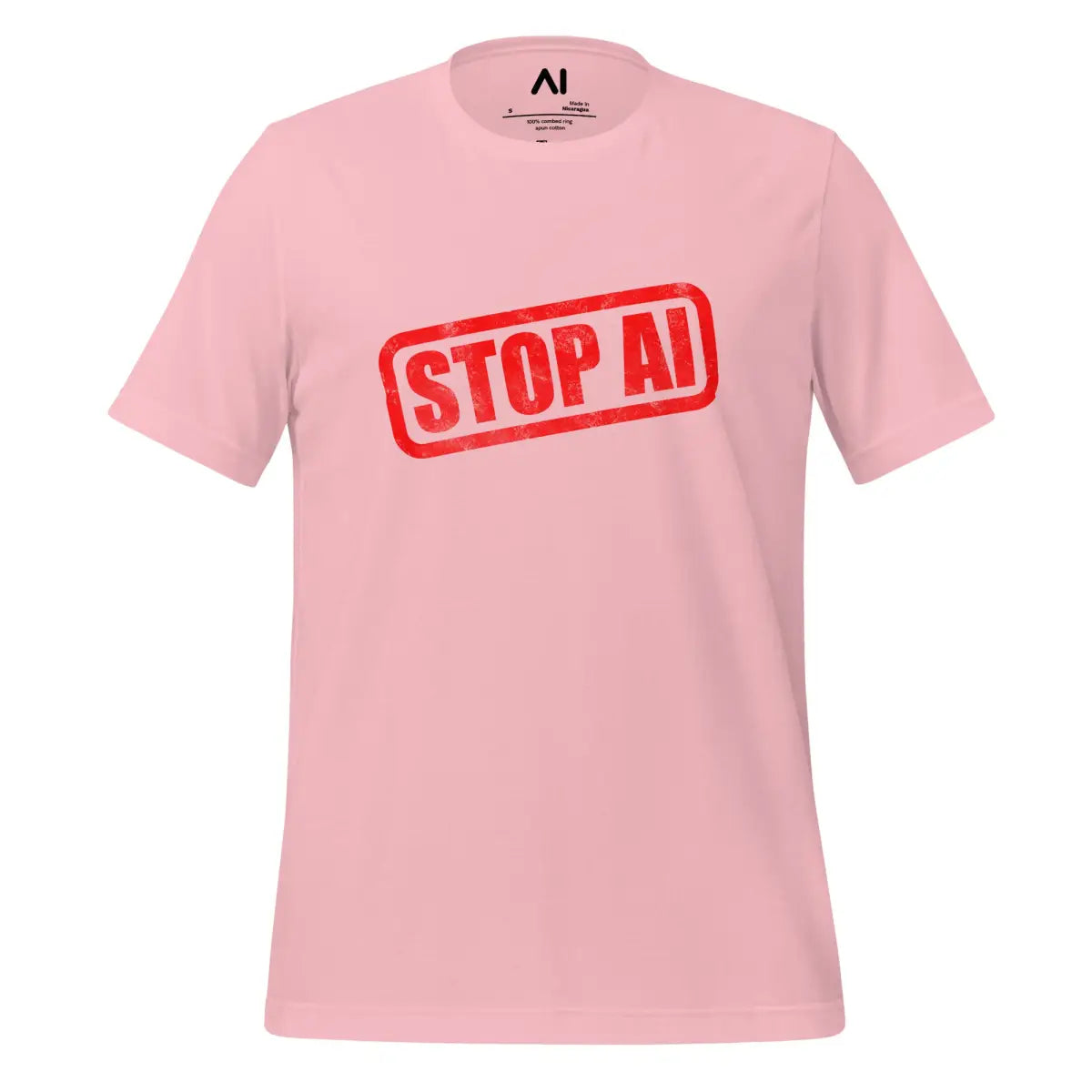 STOP AI Stamp T-Shirt (unisex) - Pink / M