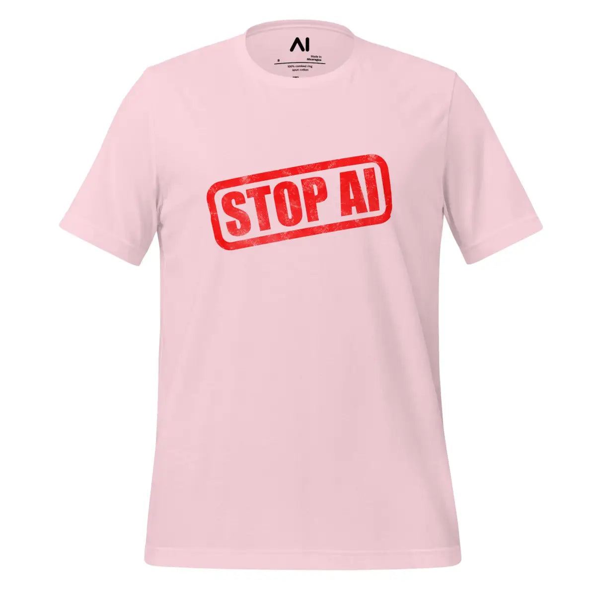 STOP AI Stamp T-Shirt (unisex) - Soft Pink / M