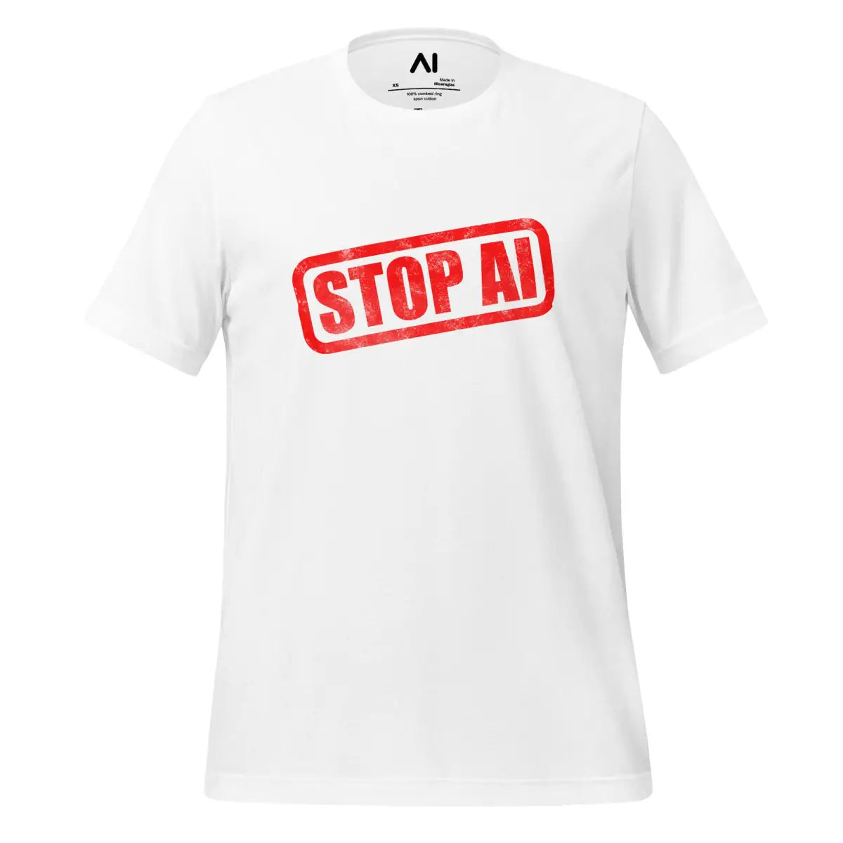 STOP AI Stamp T-Shirt (unisex) - White / M