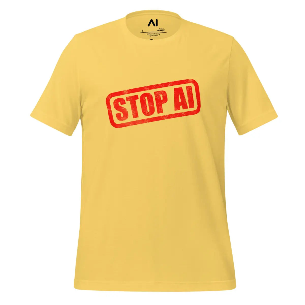 STOP AI Stamp T-Shirt (unisex) - Yellow / M