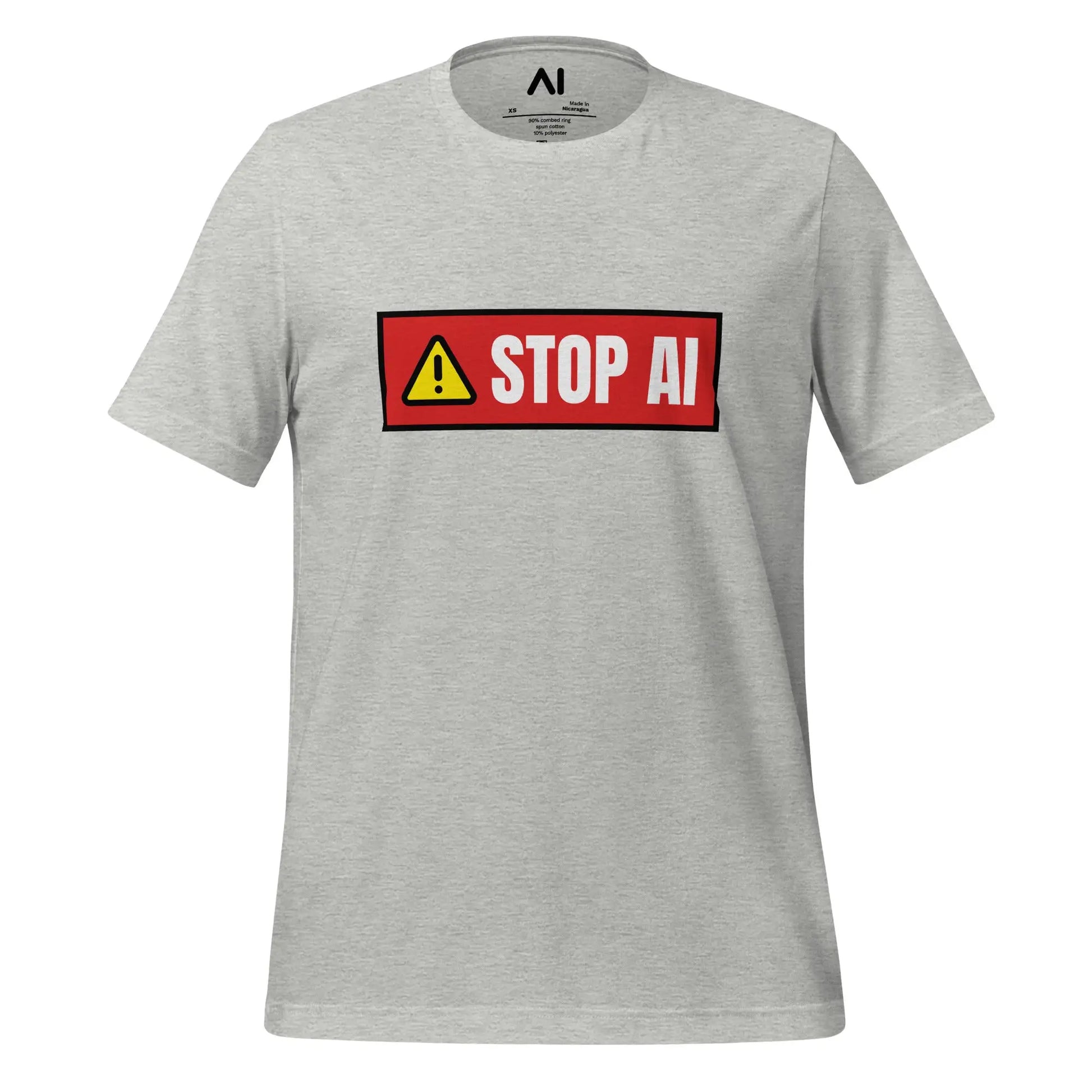 STOP AI Warning T-Shirt (unisex) - Athletic Heather / M